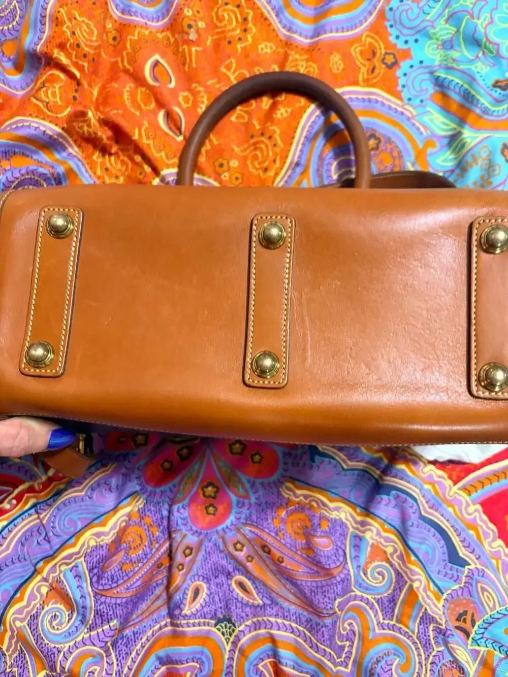 Vintage Dooney & Bourke All Weather Leather Satchel Black and Tan